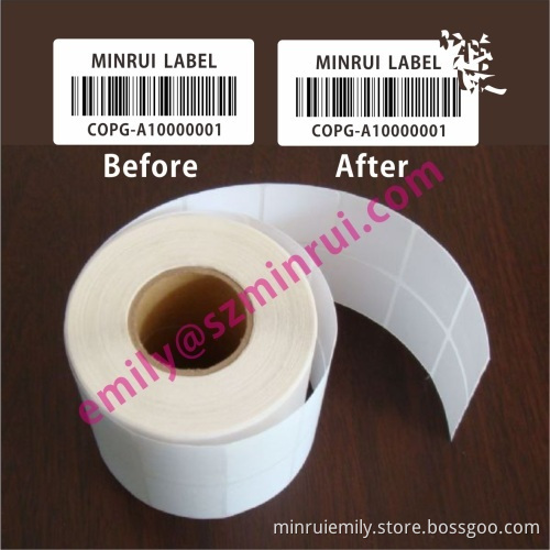 Custom Blank Destructible Label,self Destructible Vinyl Stickers,destructive Paper Labels In Rolls For Printing Barcode